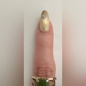 Vintage 80’s 14K Gold Pinky Nail with Accent Diamond & Diamond Cut Design.